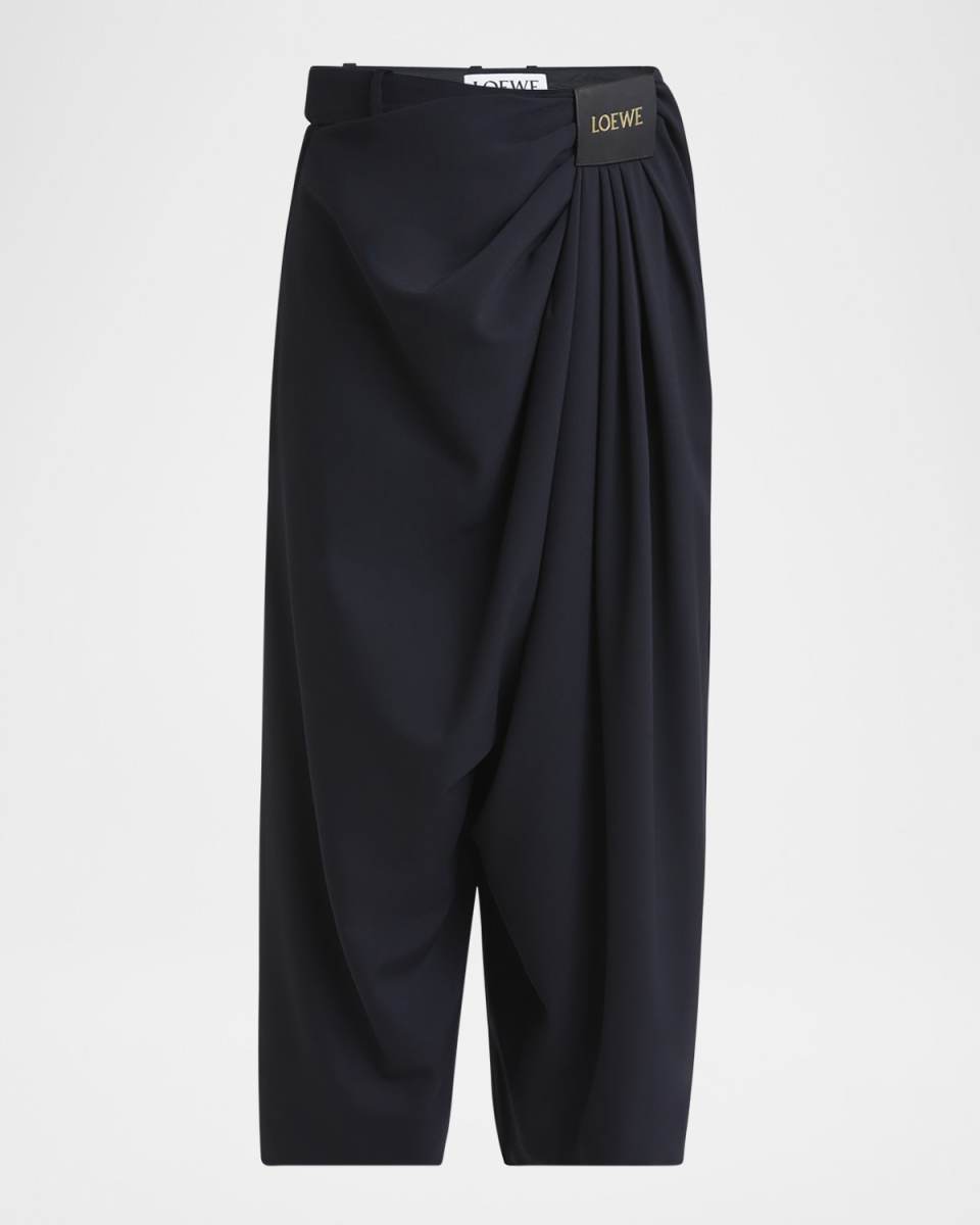 Cropped Draped Wool Trousers